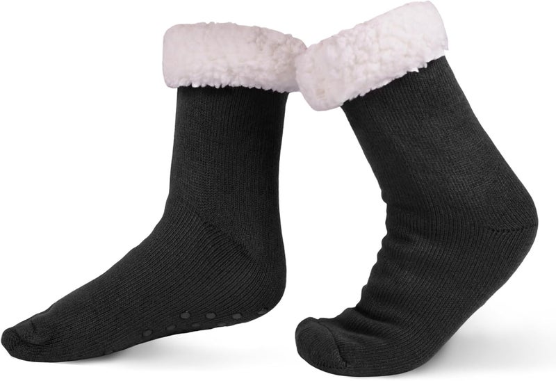 KFUBUO Kids Slipper Socks with Non Skid Bottoms Fleece-Lined Warm Fuzzy Socks - Image 1